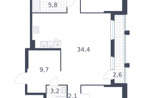 5-к. квартира, 141&nbsp;м²