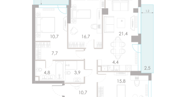 4-к. квартира, 100&nbsp;м²