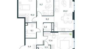 3-к. квартира, 91 м²