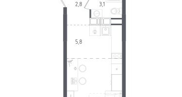 Студия, 26&nbsp;м²