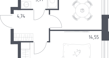 1-к. квартира, 33&nbsp;м²