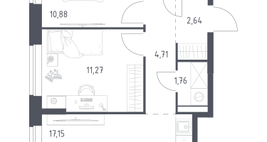 2-к. квартира, 52&nbsp;м²