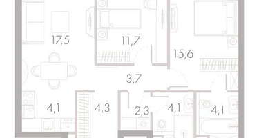 3-к. квартира, 64&nbsp;м²