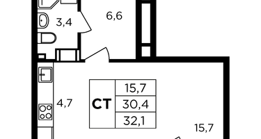 Студия, 33&nbsp;м²