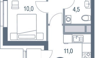 1-к. квартира, 36&nbsp;м²