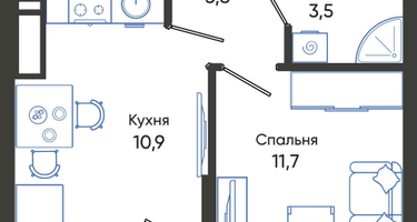 1-к. квартира, 31&nbsp;м²