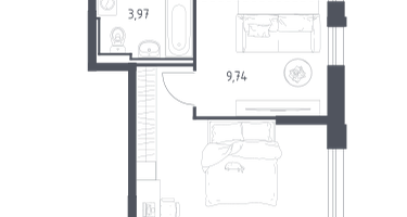 Студия, 43&nbsp;м²
