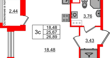 Студия, 25&nbsp;м²