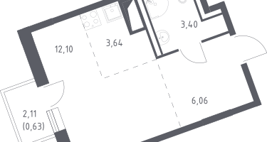 Студия, 26&nbsp;м²