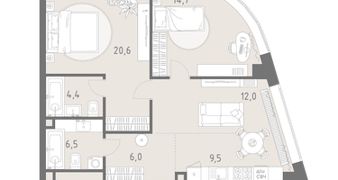3-к. квартира, 73&nbsp;м²