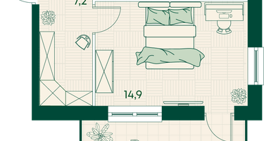 1-к. квартира, 44 м²