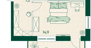 1-к. квартира, 44 м²