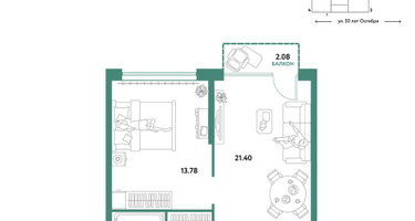 2-к. квартира, 45&nbsp;м²