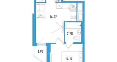 1-к. квартира, 36&nbsp;м²