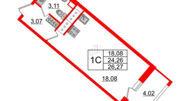 Студия, 24&nbsp;м²