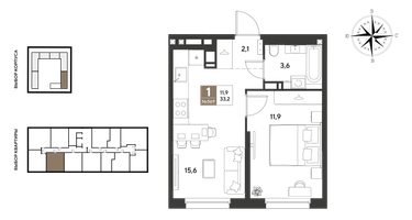 1-к. квартира, 33 м²