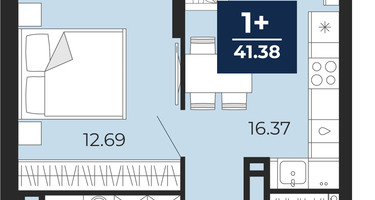 1-к. квартира, 39&nbsp;м²