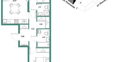2-к. квартира, 72&nbsp;м²
