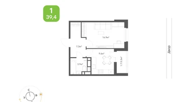 1-к. квартира, 39&nbsp;м²