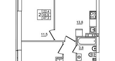 2-к. квартира, 47&nbsp;м²