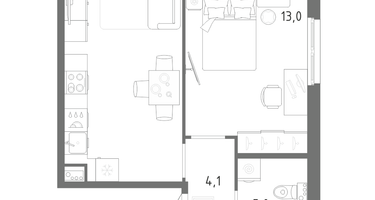 1-к. квартира, 41 м²