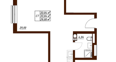 Студия, 33&nbsp;м²