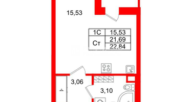 Студия, 21&nbsp;м²