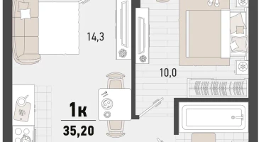 1-к. квартира, 32&nbsp;м²