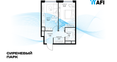 1-к. квартира, 40&nbsp;м²