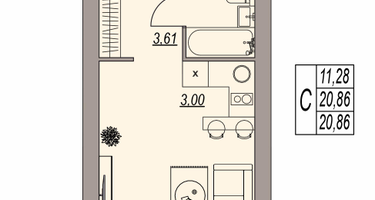 Студия, 20&nbsp;м²