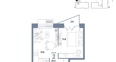 2-к. квартира, 36&nbsp;м²