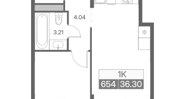 1-к. квартира, 36&nbsp;м²