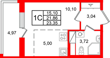 Студия, 21&nbsp;м²
