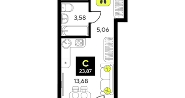 Студия, 23&nbsp;м²