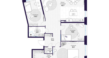 3-к. квартира, 133 м²