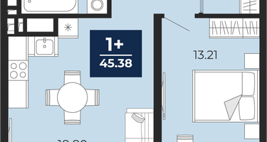 1-к. квартира, 43&nbsp;м²
