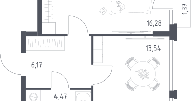 1-к. квартира, 41&nbsp;м²