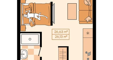 1-к. квартира, 26&nbsp;м²