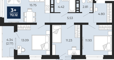 3-к. квартира, 69&nbsp;м²