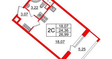 Студия, 24&nbsp;м²