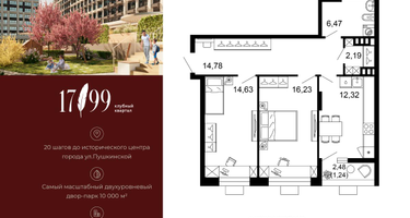 2-к. квартира, 68&nbsp;м²