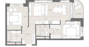 3-к. квартира, 79&nbsp;м²