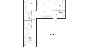3-к. квартира, 81&nbsp;м²
