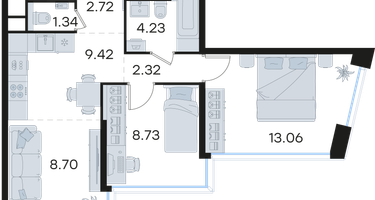 2-к. квартира, 51&nbsp;м²