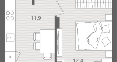 1-к. квартира, 34&nbsp;м²
