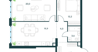 2-к. квартира, 66&nbsp;м²