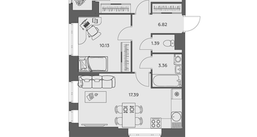 Студия, 53&nbsp;м²