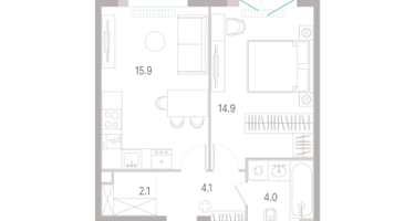 1-к. квартира, 41 м²