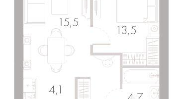 2-к. квартира, 44 м²