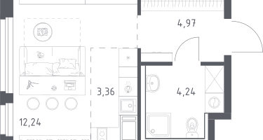 Студия, 24&nbsp;м²